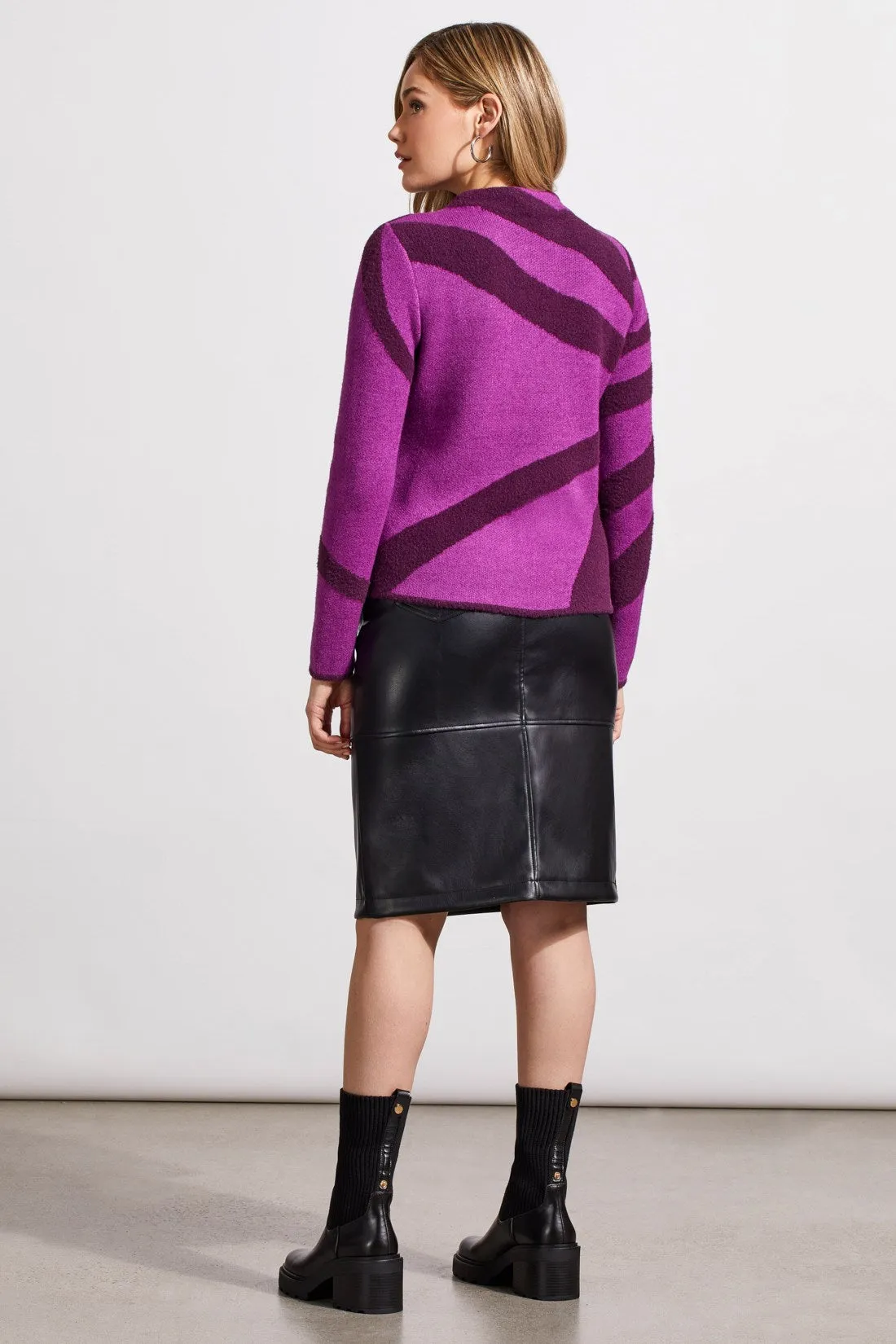 FUZZY DOUBLE-KNIT MOCK NECK SWEATER-Bright violet