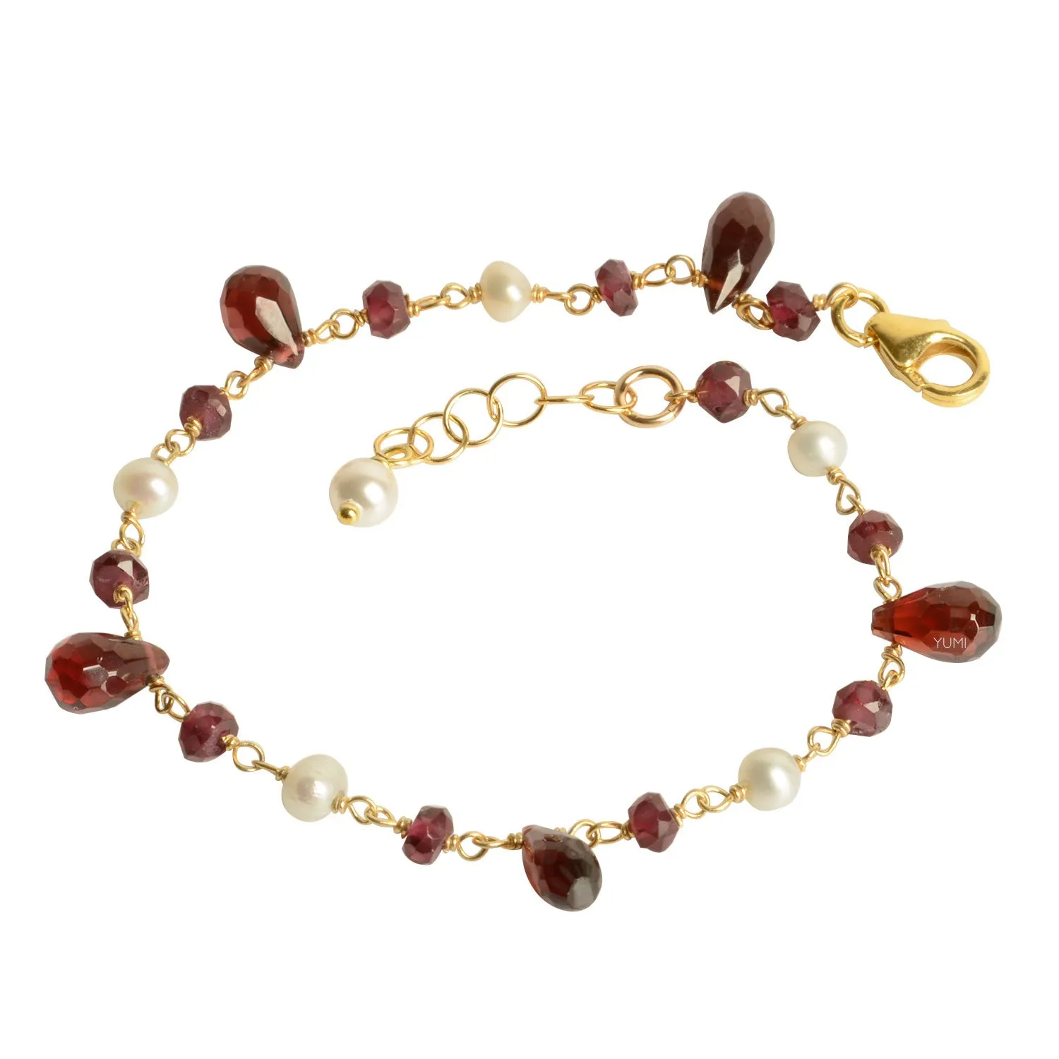 Garnet   Pearl Gemstone Bracelet