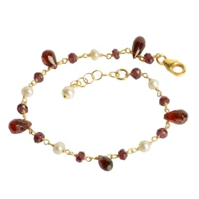 Garnet   Pearl Gemstone Bracelet