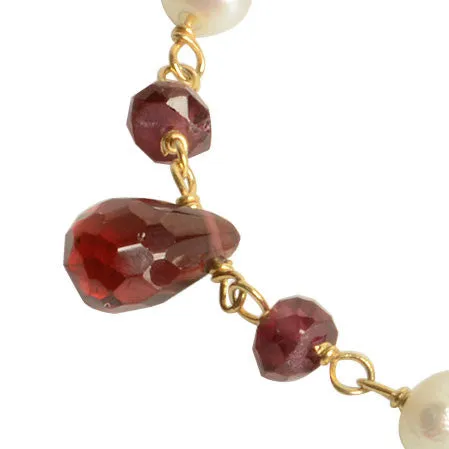 Garnet   Pearl Gemstone Bracelet