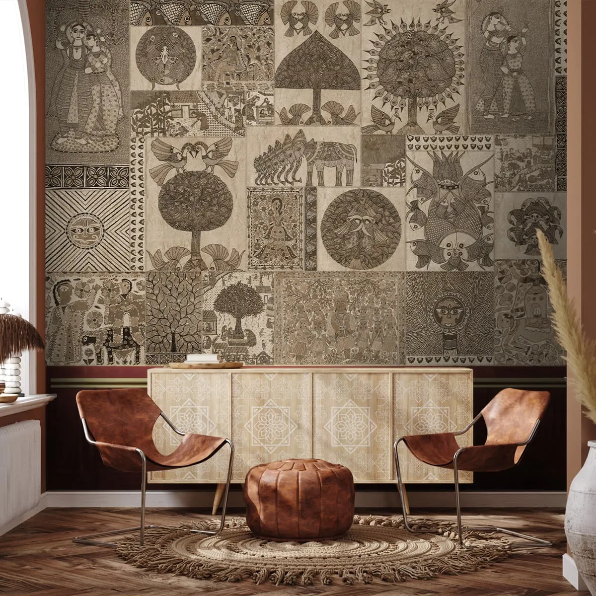 Geet Madhubani Wallpaper In Antique Gold Feel