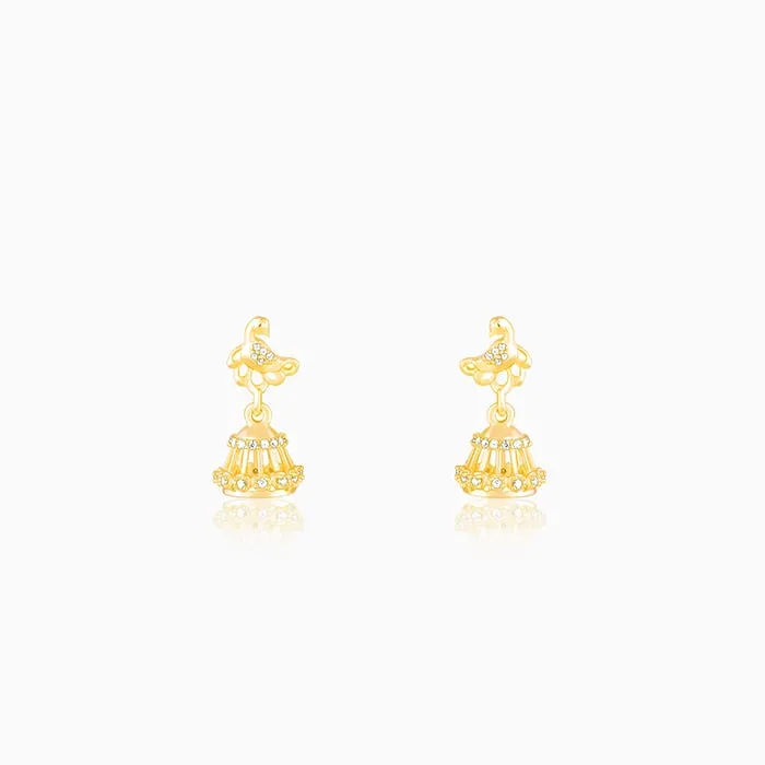 Golden Peacock Jhumki Earrings