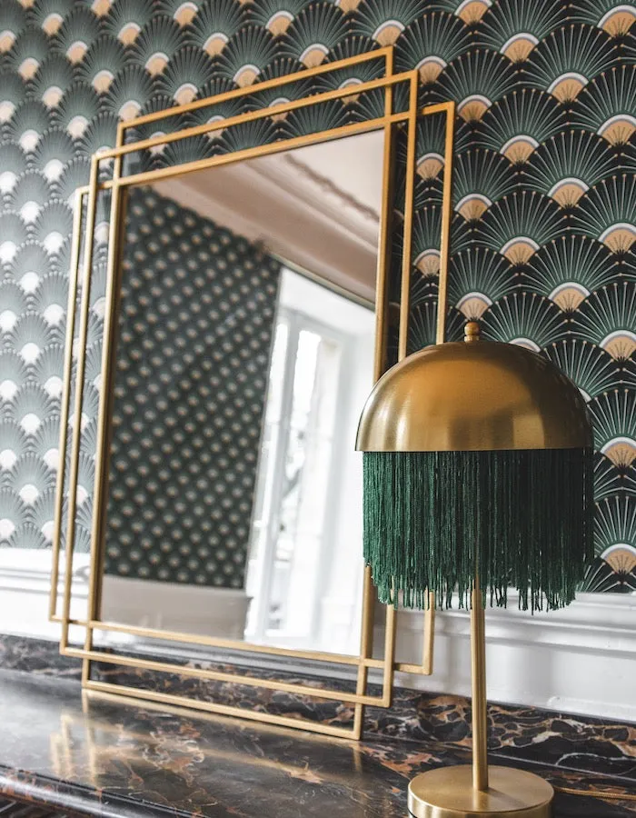 Golden Square Tiered Mirror