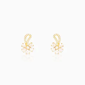 Golden White Floral Damsel Earrings