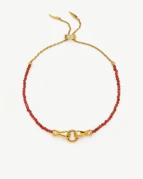 Harris Reed In Good Hands Gemstone Slider Bracelet | 18ct Gold Plated/Red Quartz