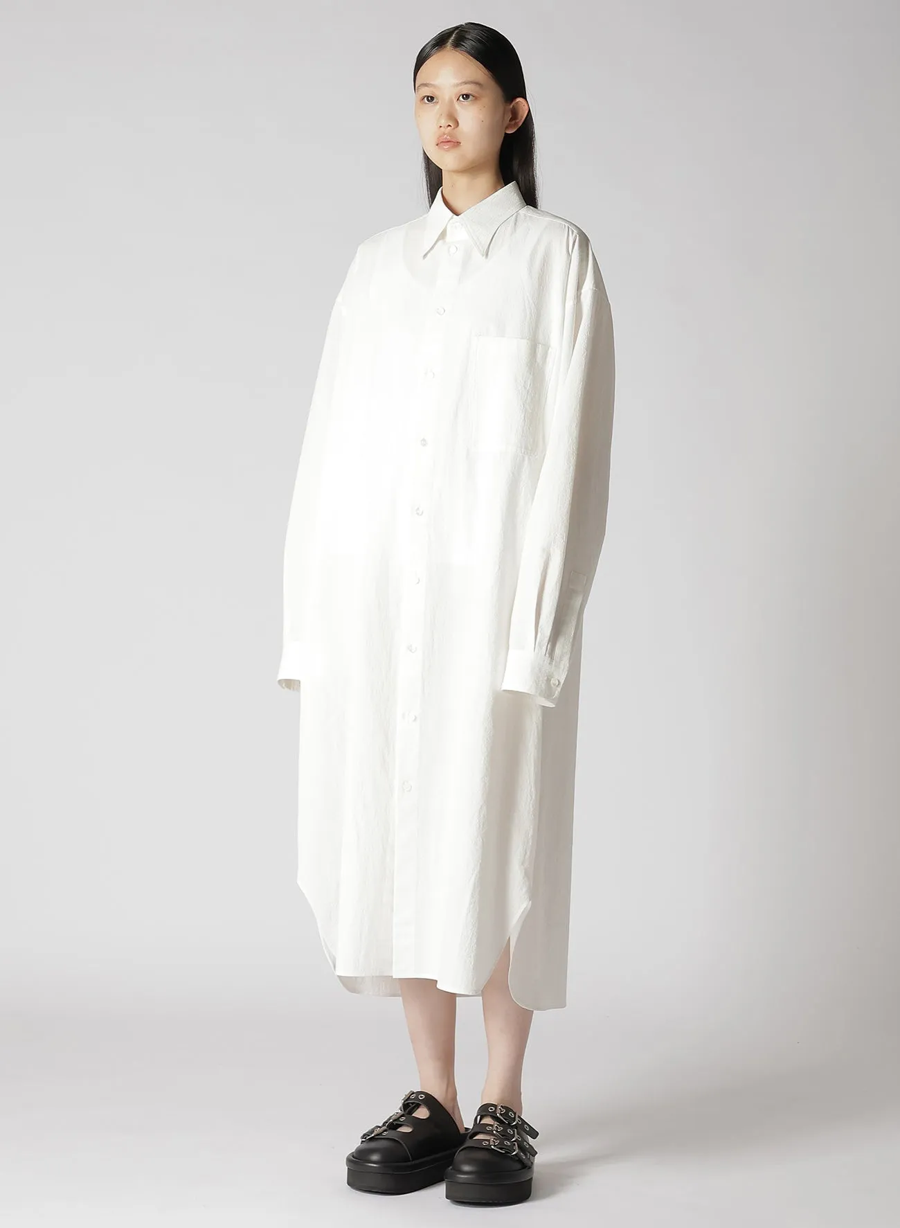 HIGH TWISTED COTTON LONG SHIRT