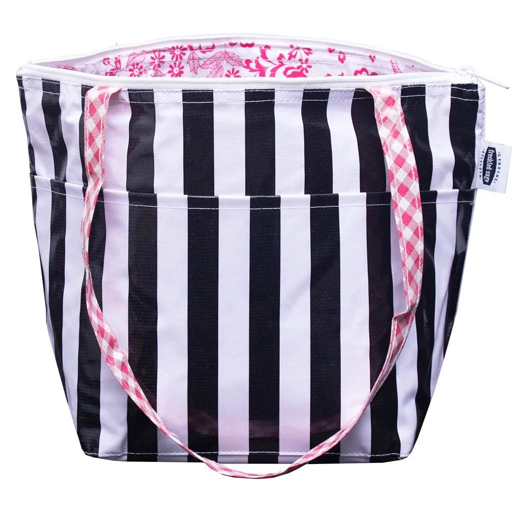 Insulated Thermal Lunch Bag Stripe Black