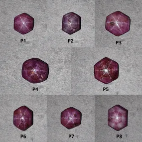 Johnson Star Ruby Gemstone Cabochon : 9cts - 28cts Natural Untreated Unheated Both Side Red 6Ray Star Ruby Hexagon Shape