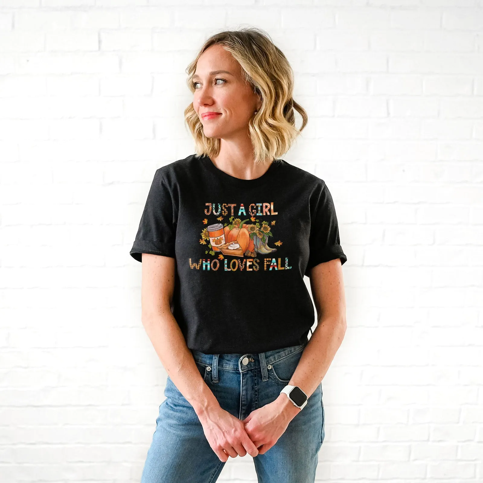 Just a Girl Who Loves Fall Block Tee