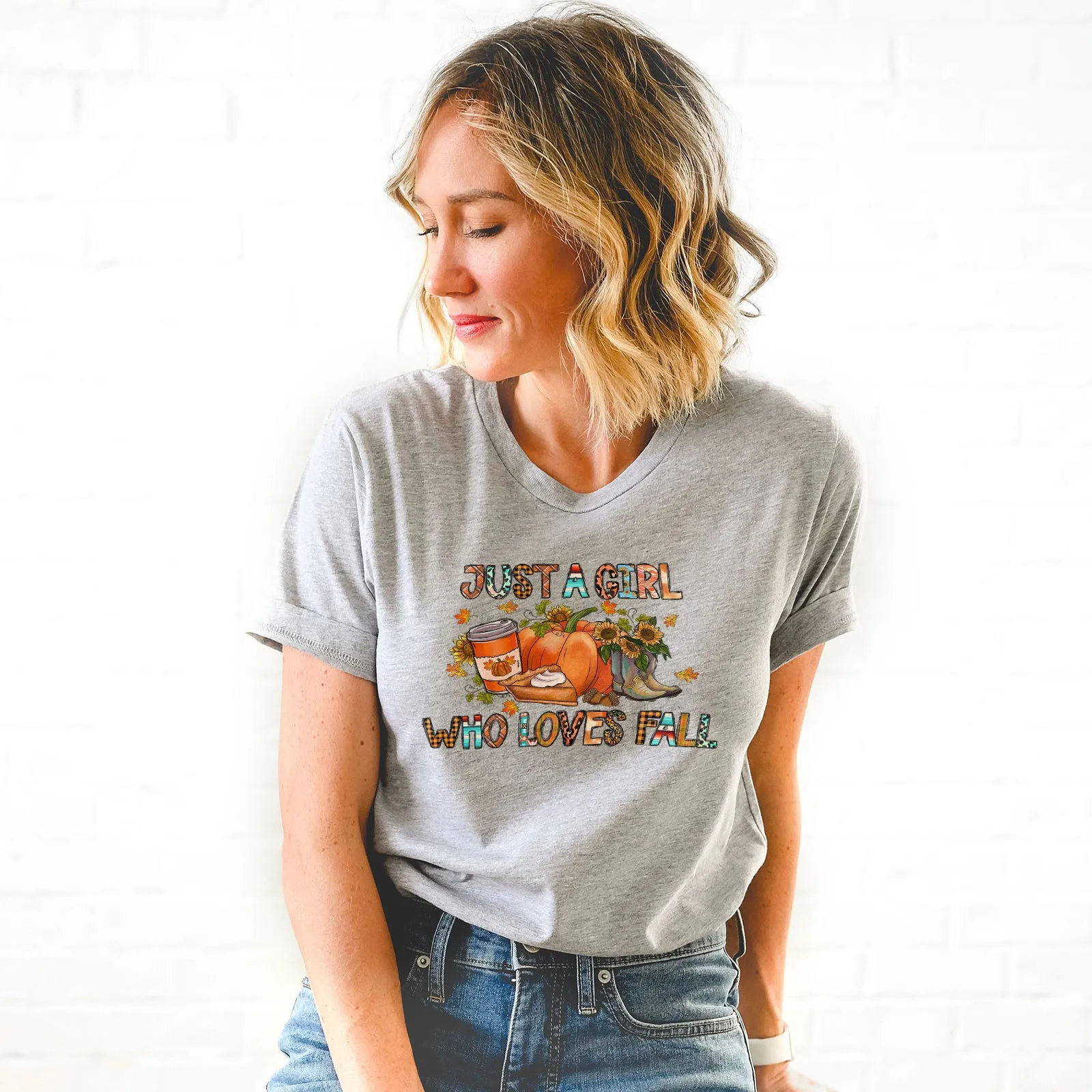 Just a Girl Who Loves Fall Block Tee