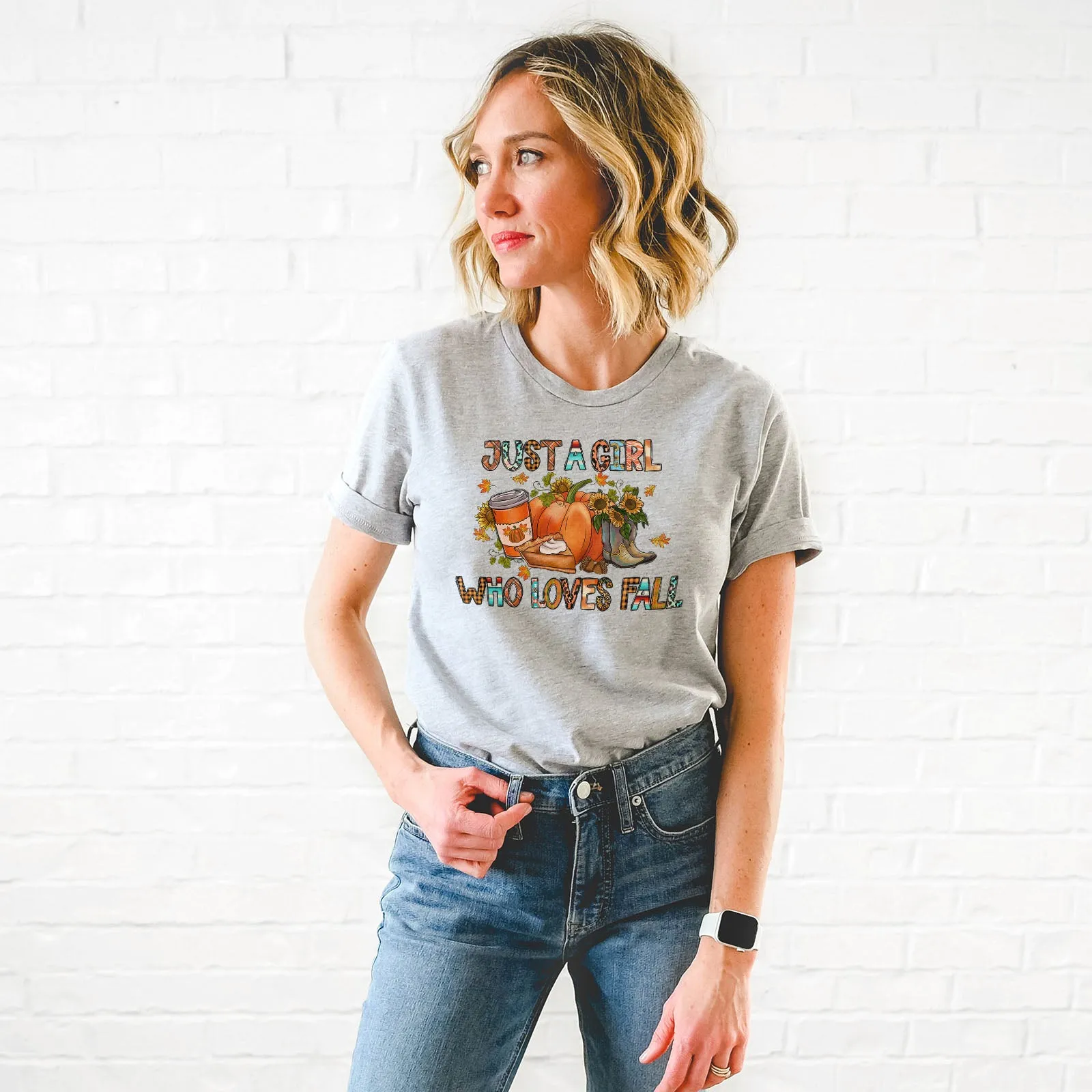 Just a Girl Who Loves Fall Block Tee