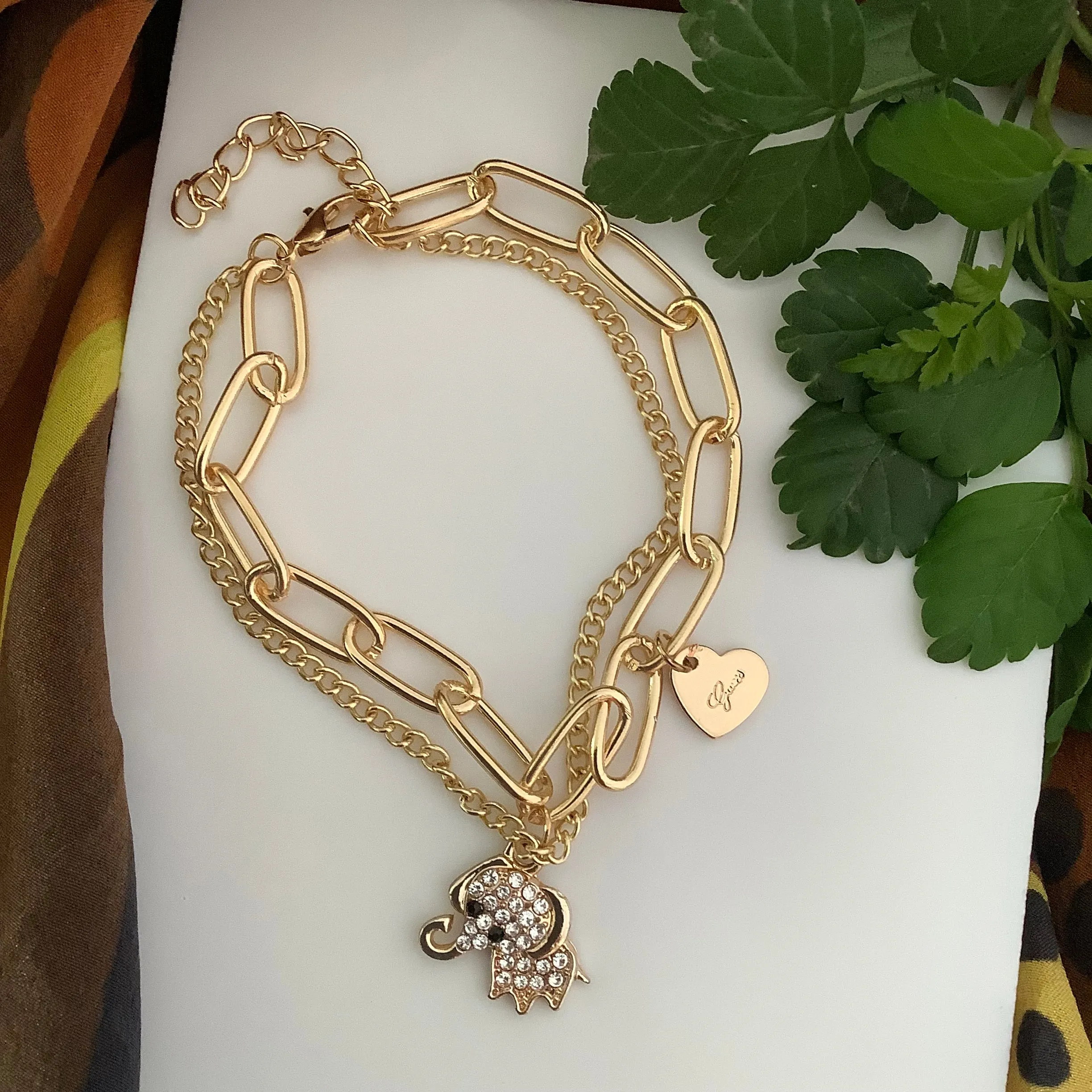 K-POP Fashion Jewellery - Beautiful Golden Charms Bracelet Gajanan