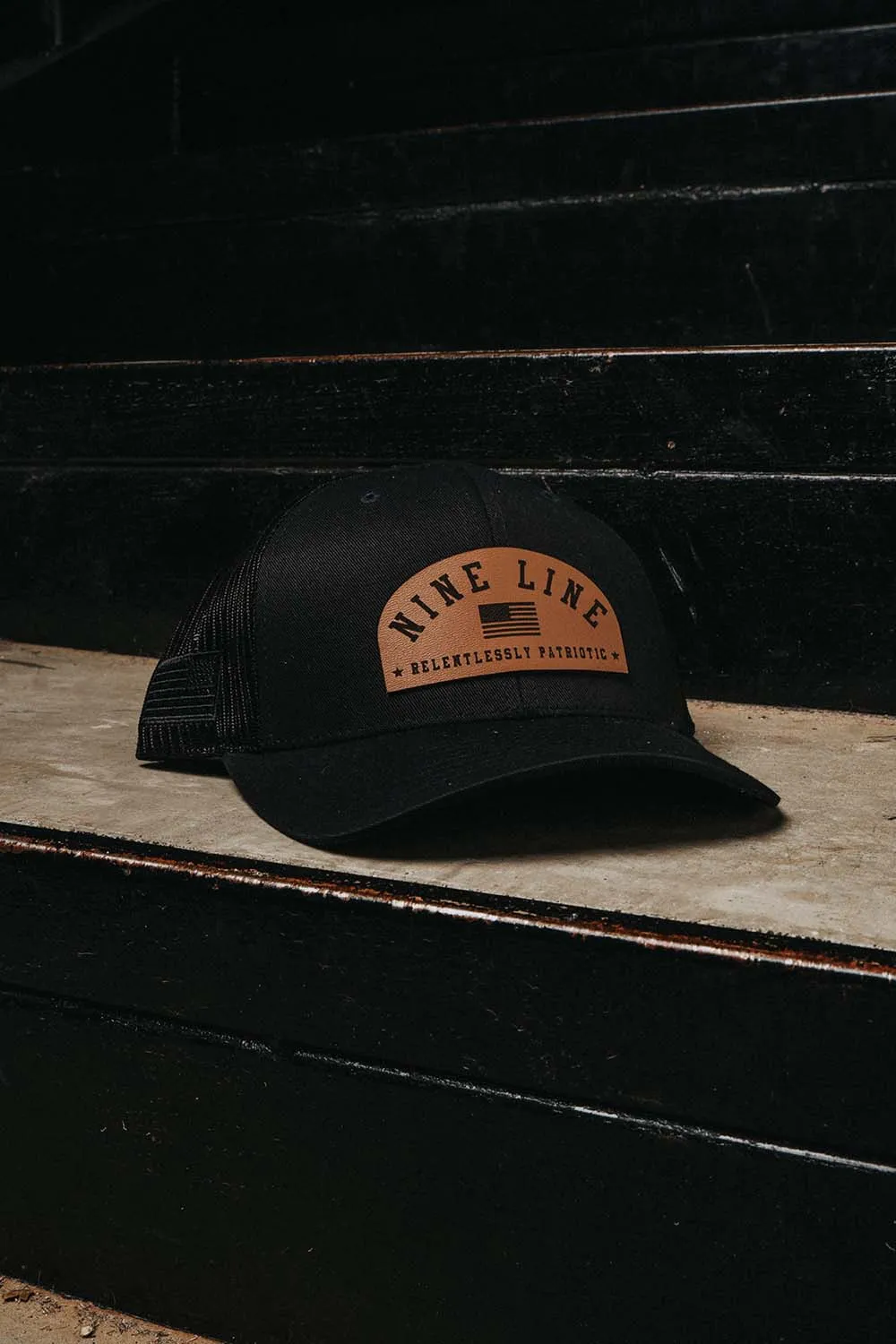 Leather Nine Line Patch Snapback Hat Collection