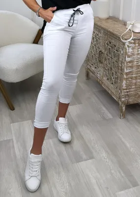 Loreta White Ankle Grazer Joggers