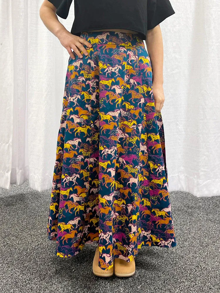 Lucinda Maxi Skirt - Blue Horses