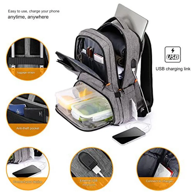 Lunch Backpack, Insulated Cooler Backpack Lunch Box for Men Women with USB Port AB230