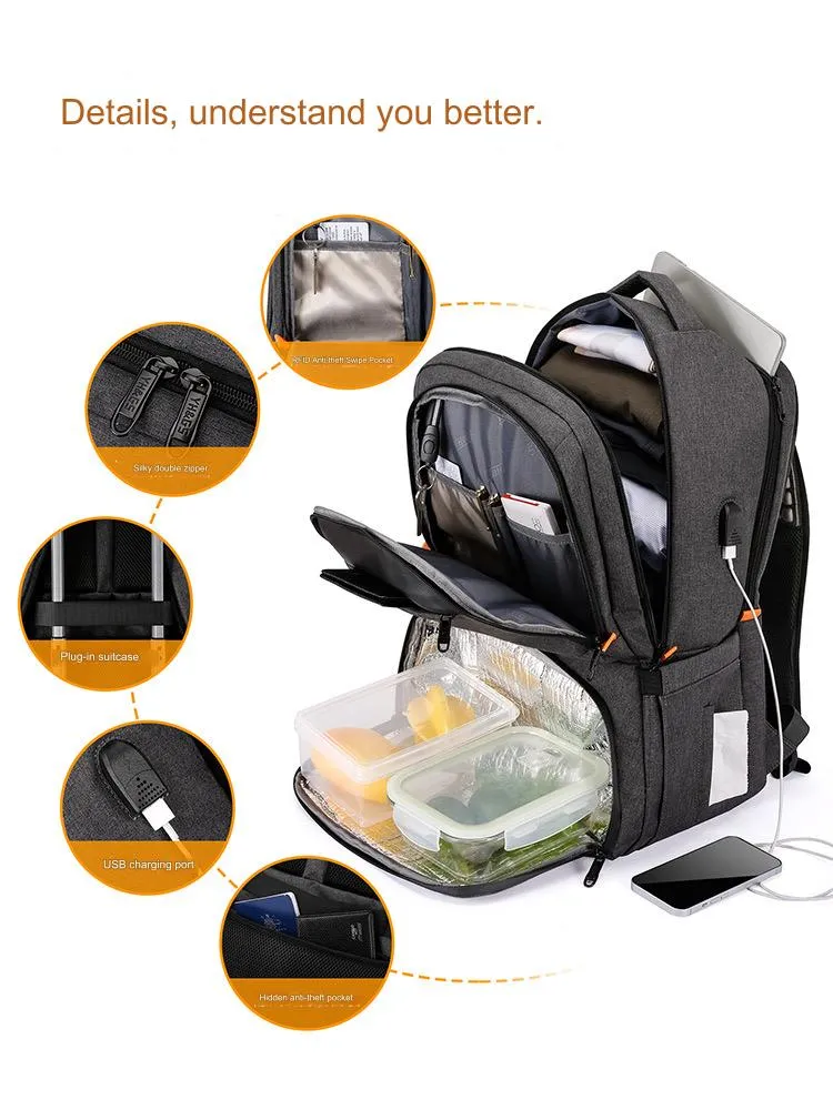 Lunch Backpack, Insulated Cooler Backpack Lunch Box for Men Women with USB Port AB230