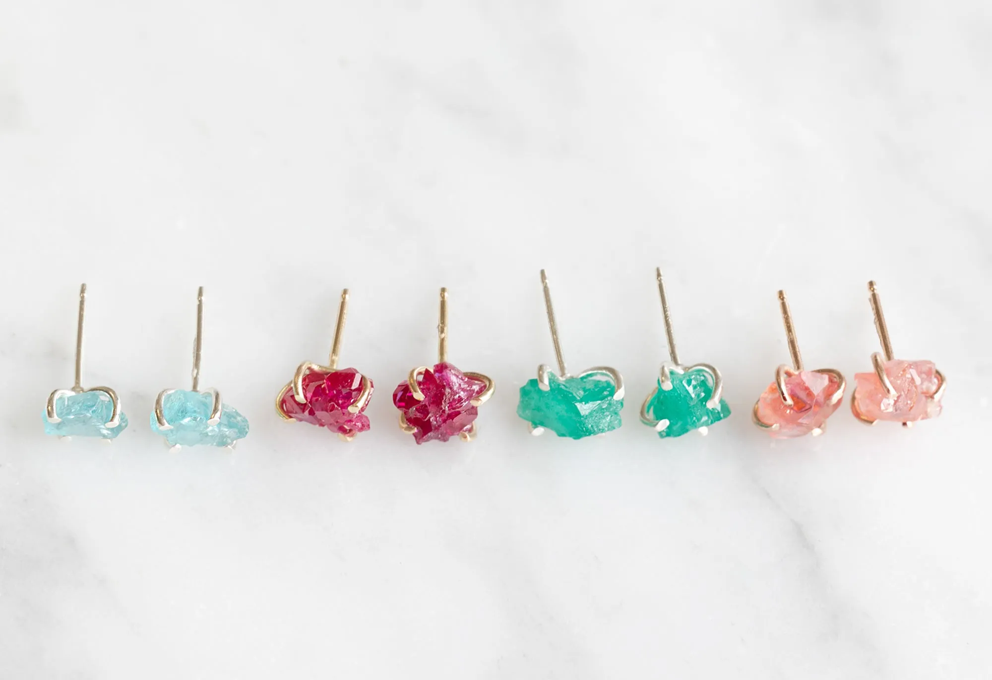 Raw Gemstone Stud Earrings