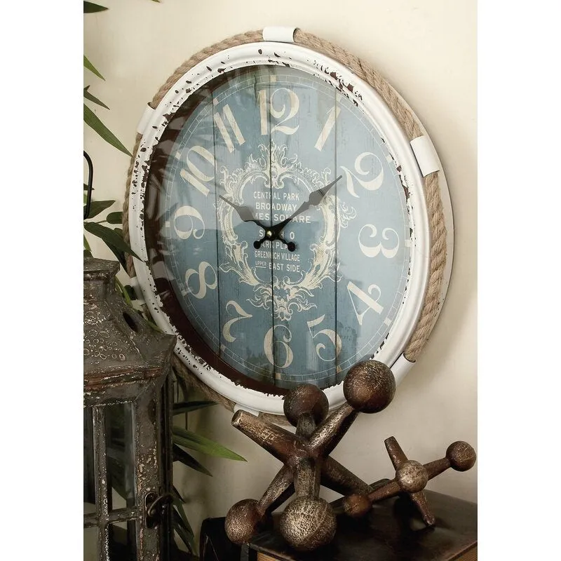 Recanru Round Metal/Iron Vintage Indoor/Outdoor 17" Wall Clock