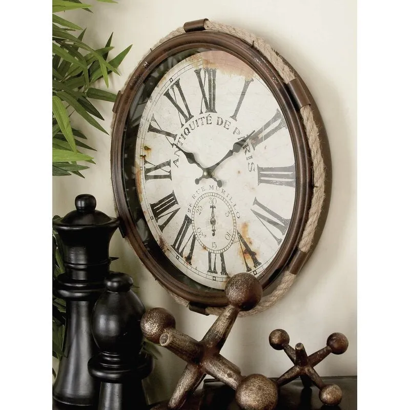 Recanru Round Metal/Iron Vintage Indoor/Outdoor 17" Wall Clock