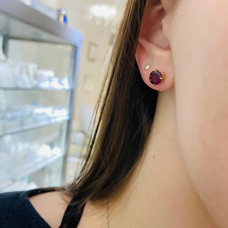 Rhodolite Garnet Stud Earrings