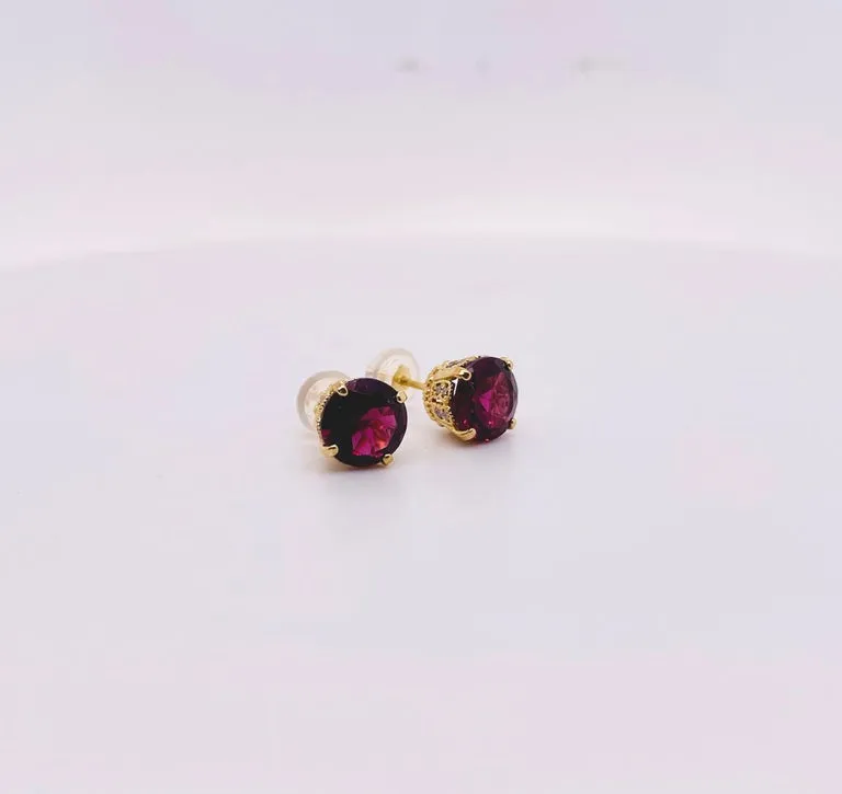 Rhodolite Garnet Stud Earrings