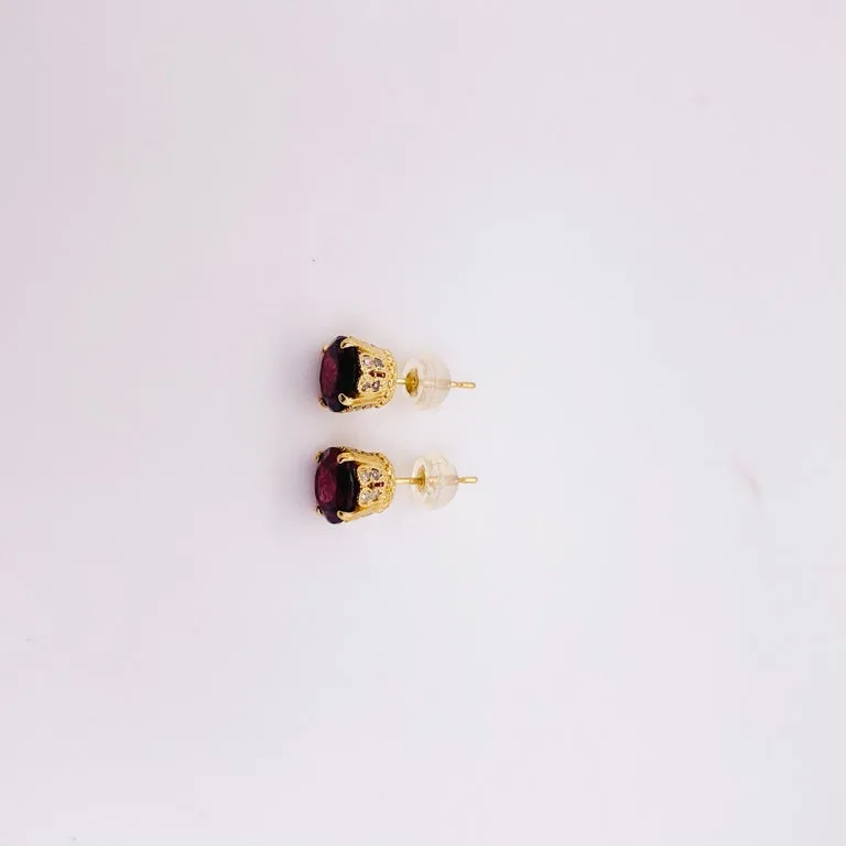 Rhodolite Garnet Stud Earrings