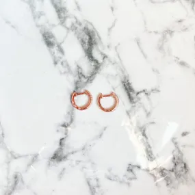 Rose Gold Diamond Huggie Hoop Earrings