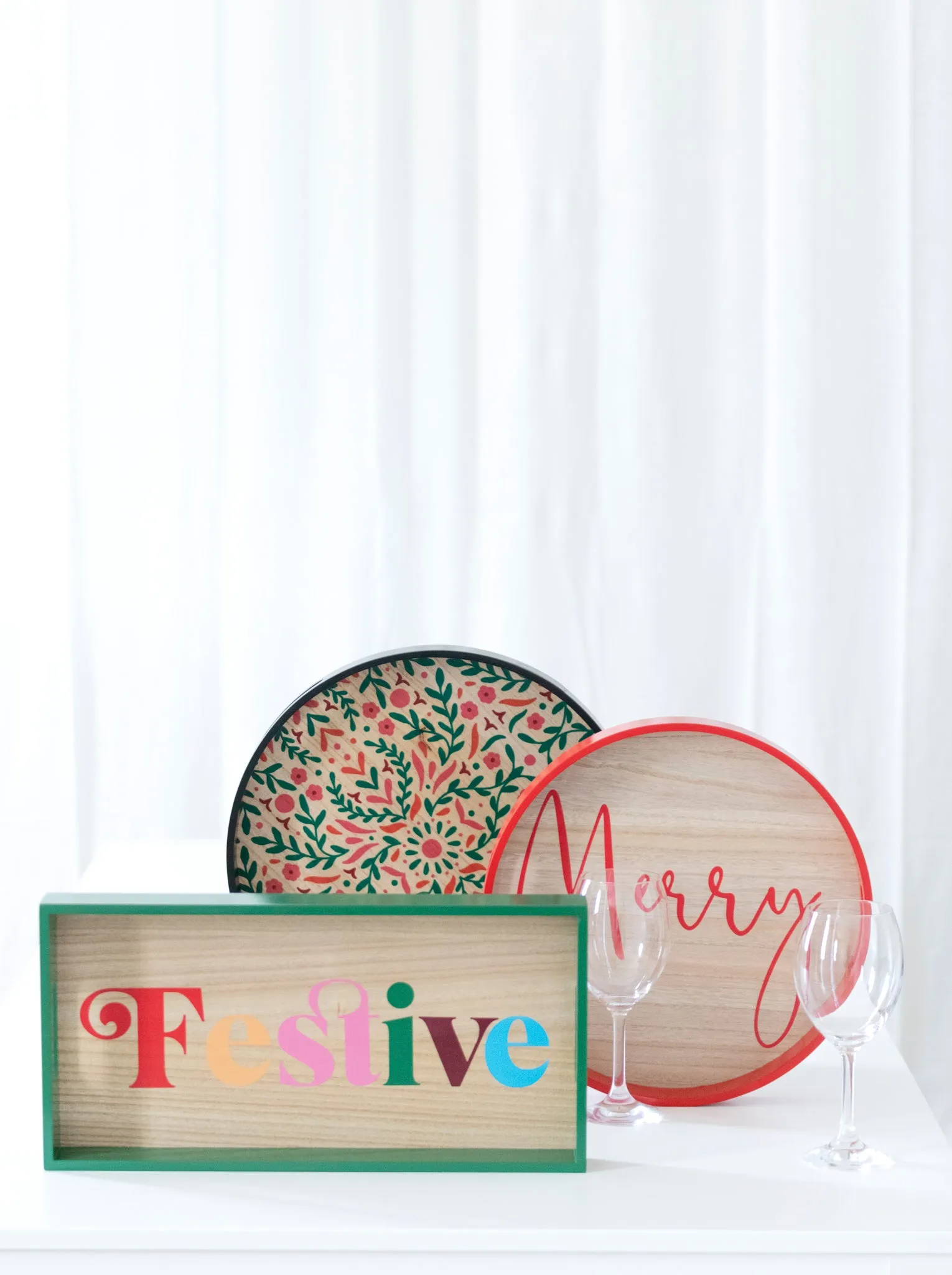 Shiraleah Celebration "Festive" Holiday Tray, Green