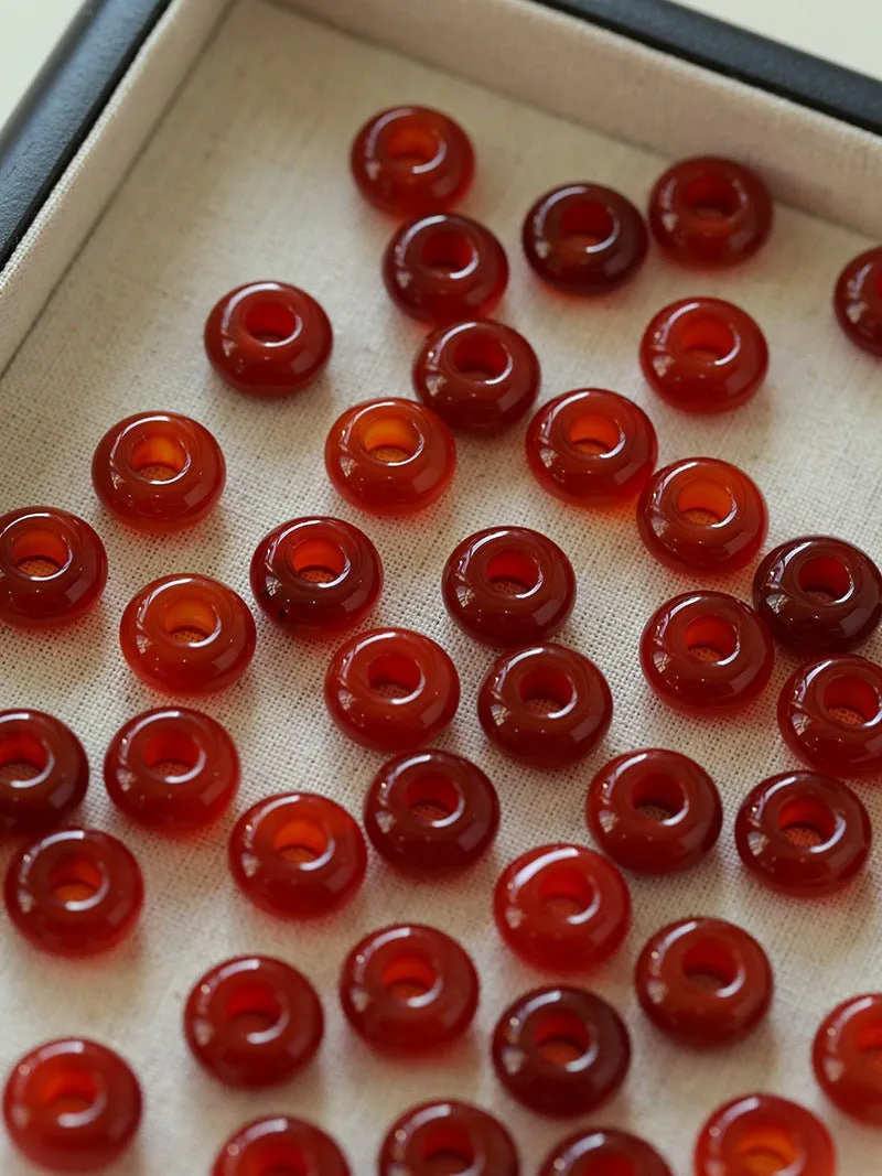 Simple Red Agate Stone Hoops Earrings