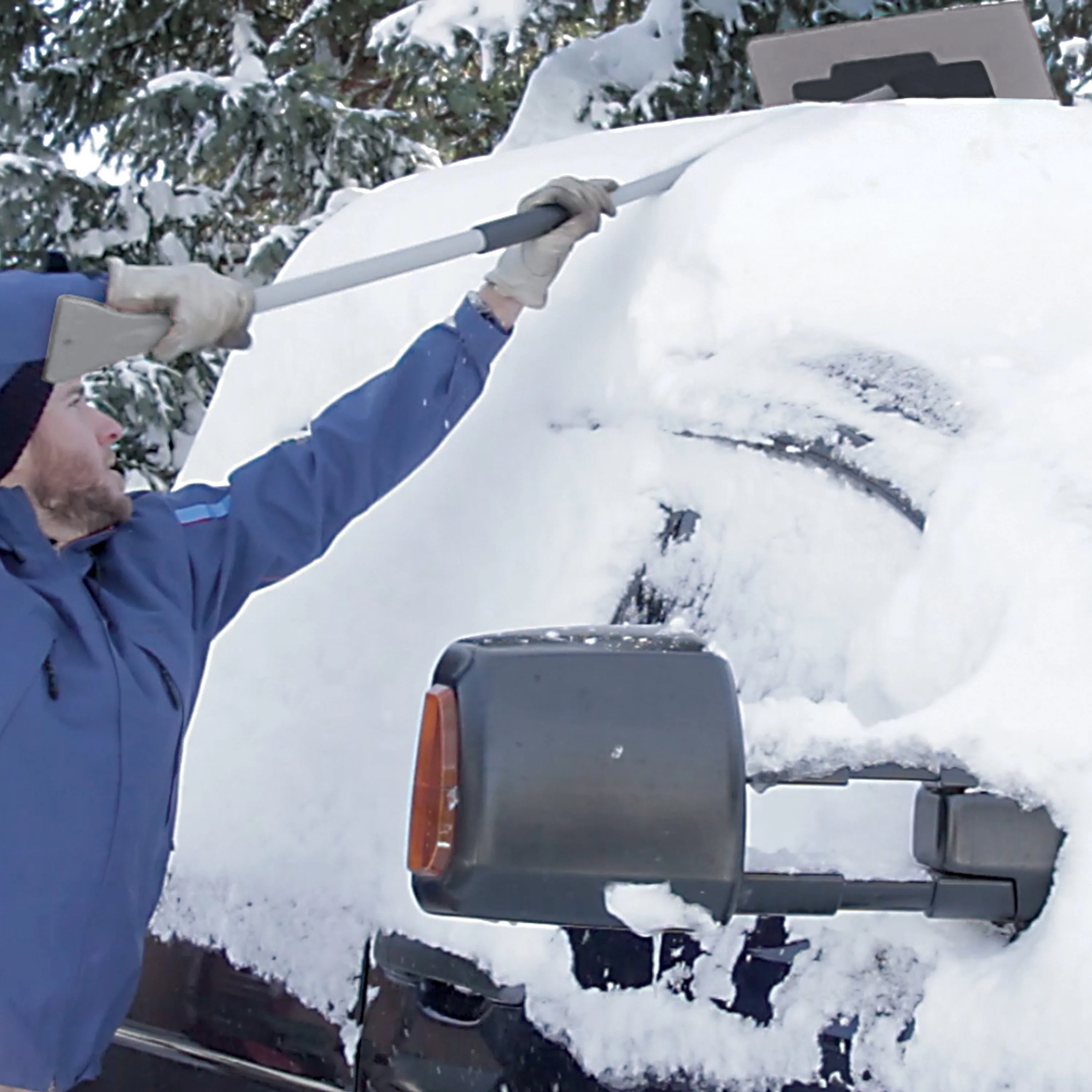 Snow Joe SJBLZD-JMB-GRY2 Jumbo Telescoping Snow Broom   Ice Scraper | 2-Pack | Gray