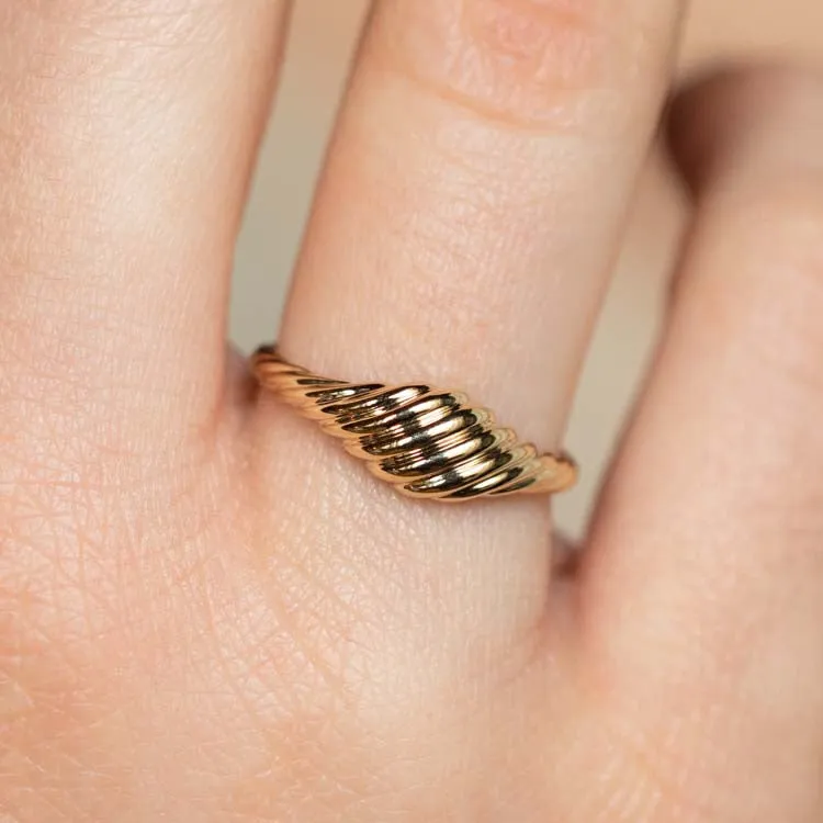 Solid Gold Twisted Signet Ring