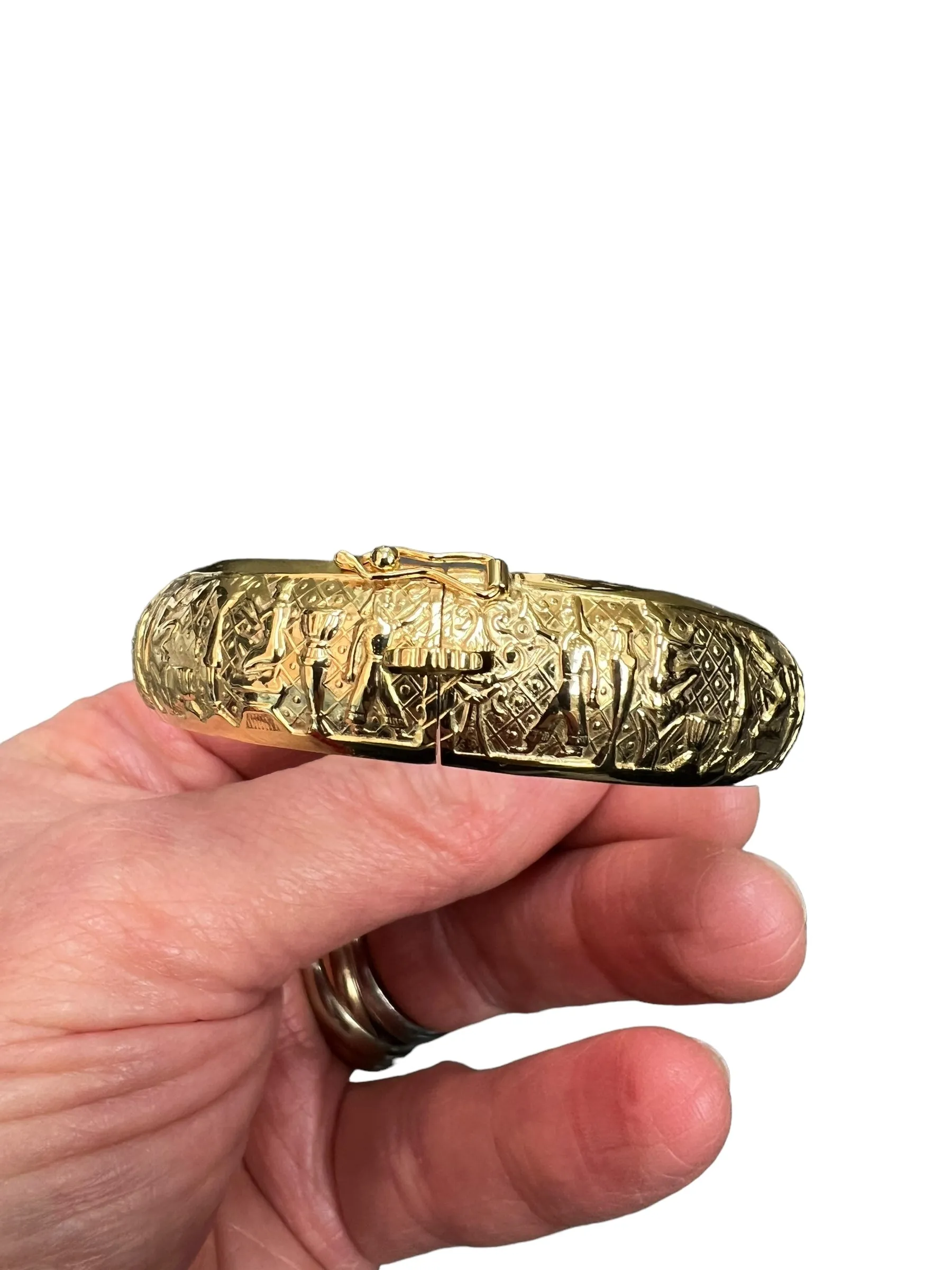 Victorian Egyptian Revival Gold Bangle Bracelet