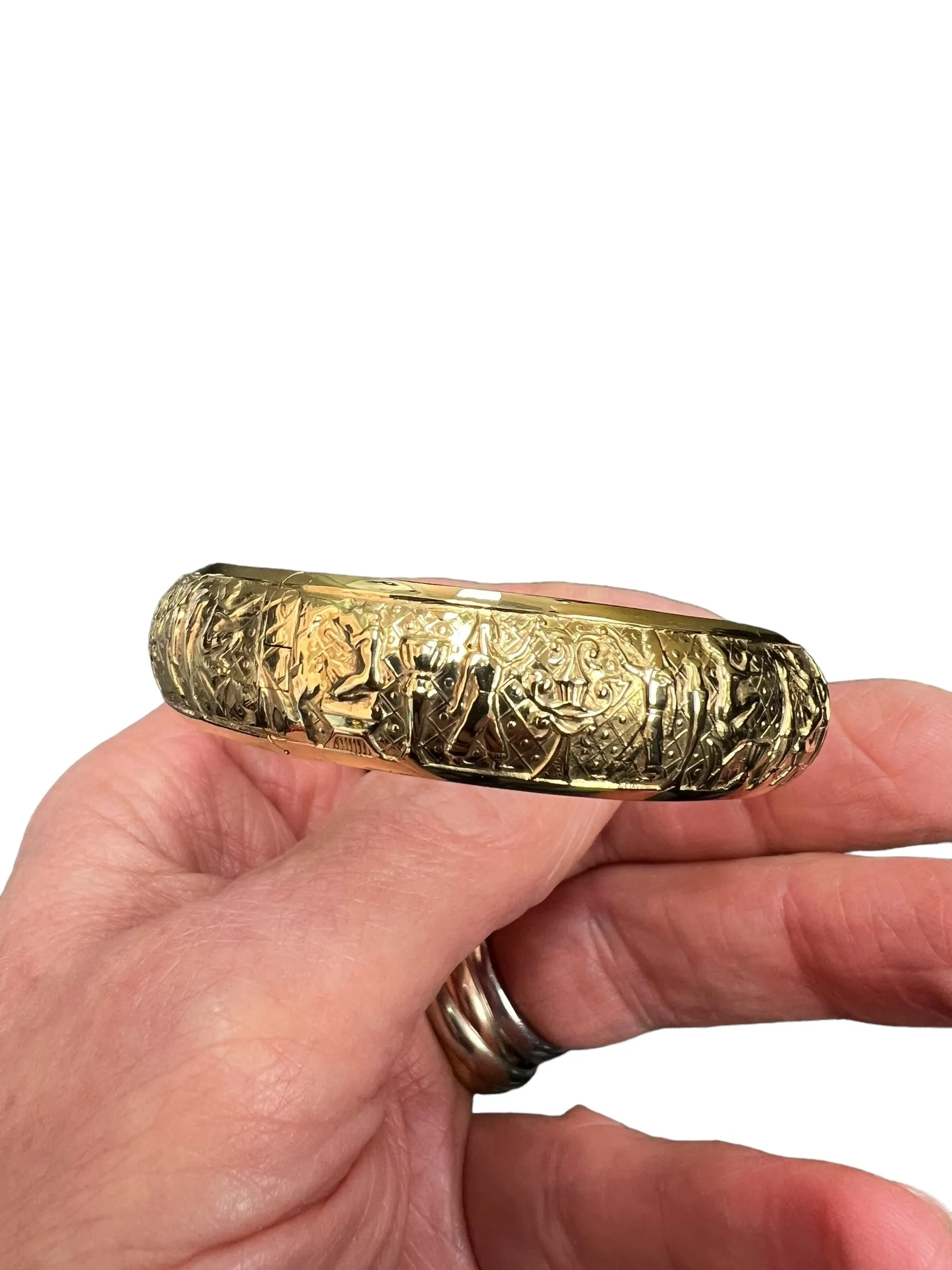 Victorian Egyptian Revival Gold Bangle Bracelet